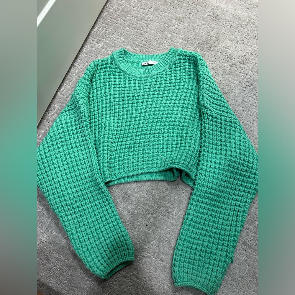 Zara Cable Sweater - Mint green size small